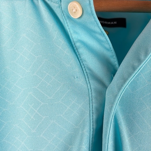 Greg Norman Men Play Dry Polo Shirt SZ L Short Sleeve Aqua Color Unique Design - Picture 6 of 12